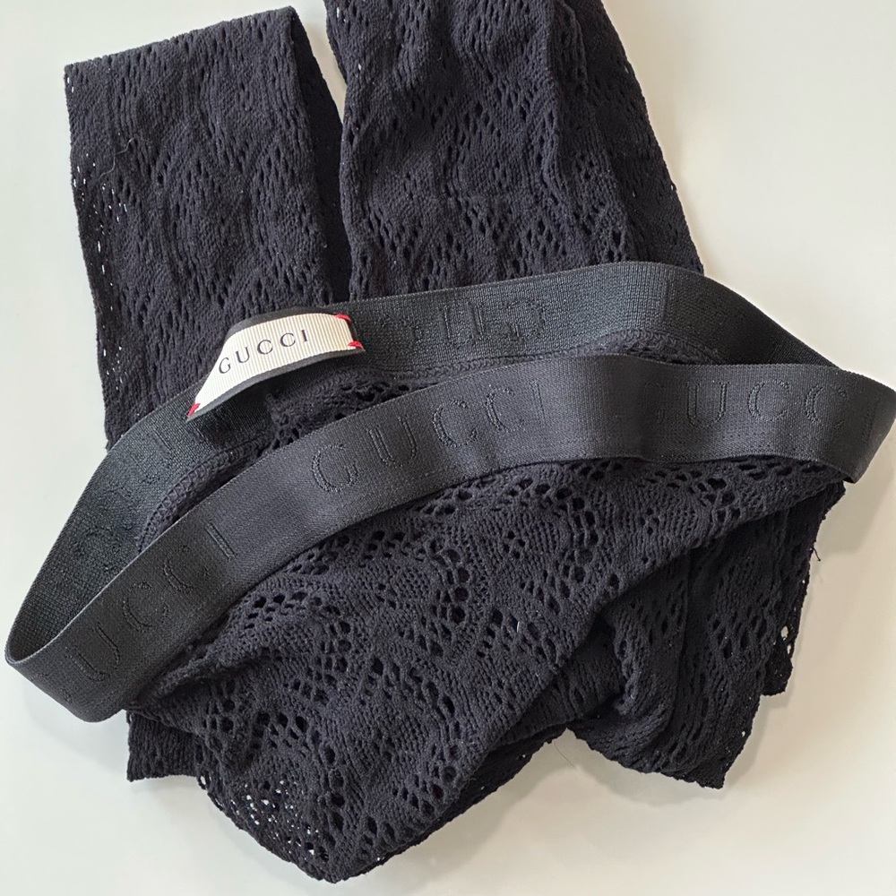 Gucci Midnight Black Lace Footless Leggings